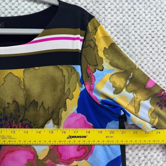 Eva Varro Tunic Top Womens XL Blue Water Paint Floral Jersey Stretch Art To Wear - Picture 10 of 11